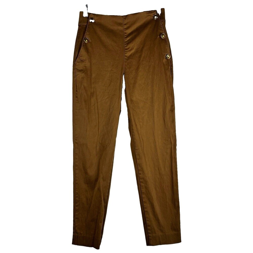 Massimo Dutti Brown Twill lyocell Dress Pants High Rise Slim Tapered  4